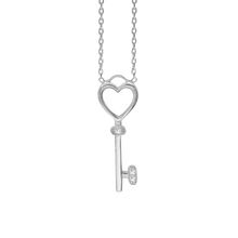 Load image into Gallery viewer, Heart Key Necklace in Sterling Silver (25 x 9mm)

