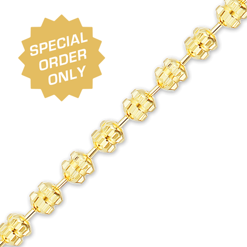 Special Order Only: Bulk / Spooled Diamond Cut Fancy Bead Chain in Gold