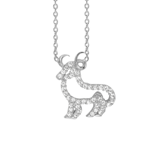Load image into Gallery viewer, Aries Necklace with Cubic Zirconia in Sterling Silver (16 x 13mm)
