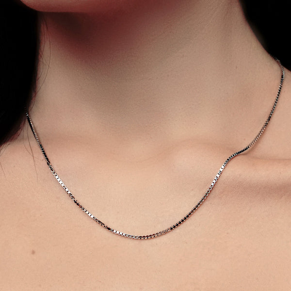 Bleecker St. Box Chain Necklace in 14K White Gold