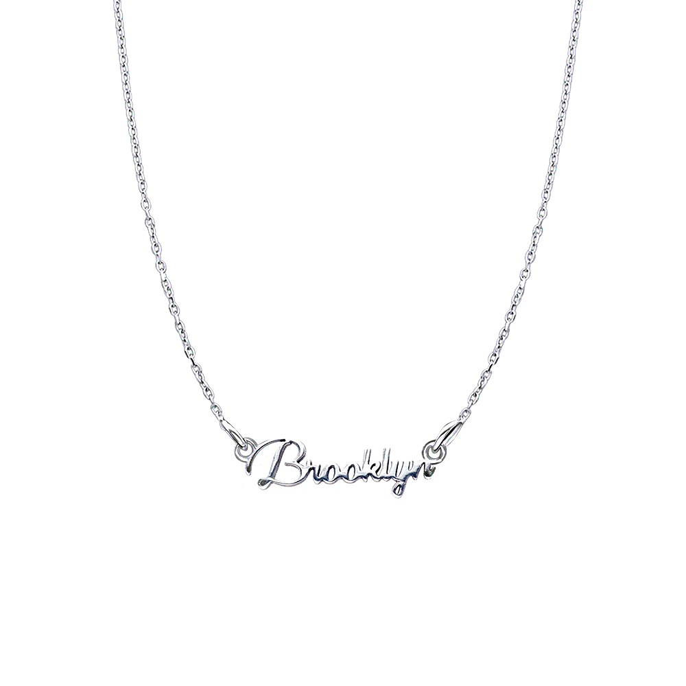 Modern Script Laser Cut Out Necklace in Sterling Silver