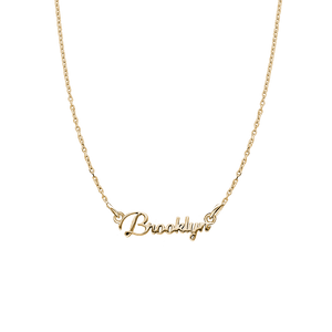 Modern Script Laser Cut Out Necklace in Sterling Silver 18K Yellow Gold Finish