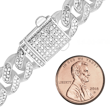 Load image into Gallery viewer, Finished Cuban Curb Bracelet with CZ in Sterling Silver
