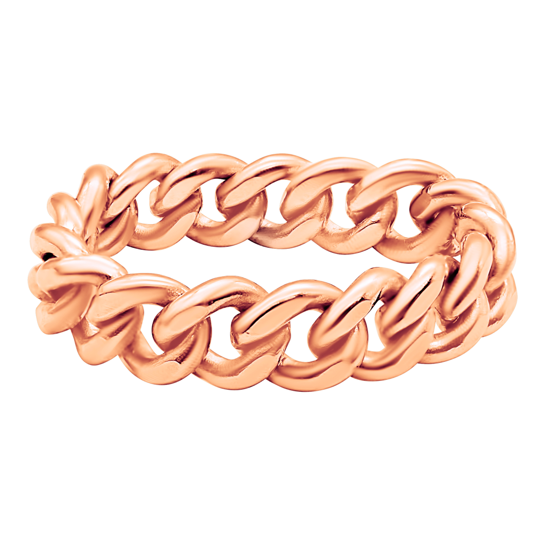 Bowery Curb Chain Ring in Rose Gold Filled
