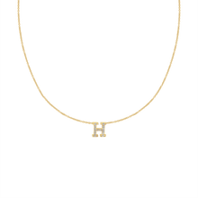 Load image into Gallery viewer, Hanging Initial Necklace with Diamonds in 14K Yellow Gold
