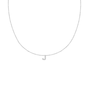 Hanging Initial Necklace with Natural Diamonds in 14K Gold (18" Chain)