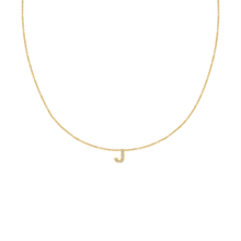Load image into Gallery viewer, Hanging Initial Necklace with Diamonds in 14K Yellow Gold
