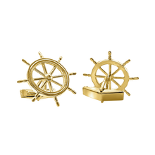 Load image into Gallery viewer, Ship&#39;s Wheel Cuff Links in Sterling Silver (35 x 24mm)
