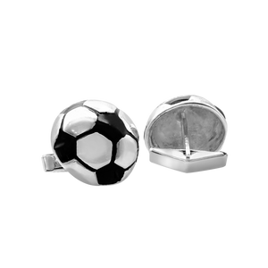 Soccer Ball Cuff Links in Sterling Silver (29 x 19mm)