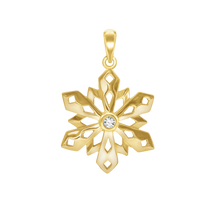 Load image into Gallery viewer, Snowflake Charm with CZ (28 x 19 mm)
