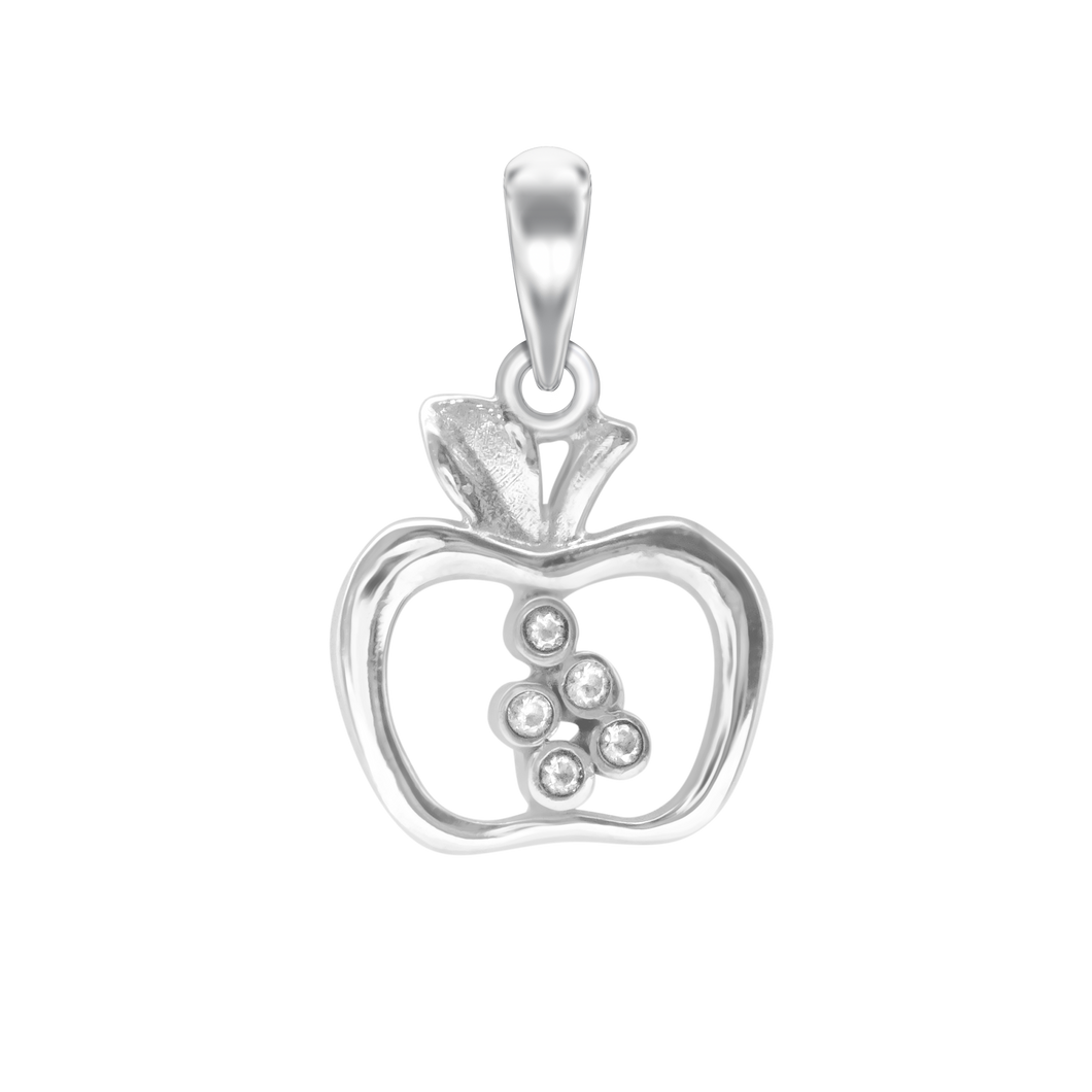 Apple Outline with CZ's Charm (20 x 13mm)
