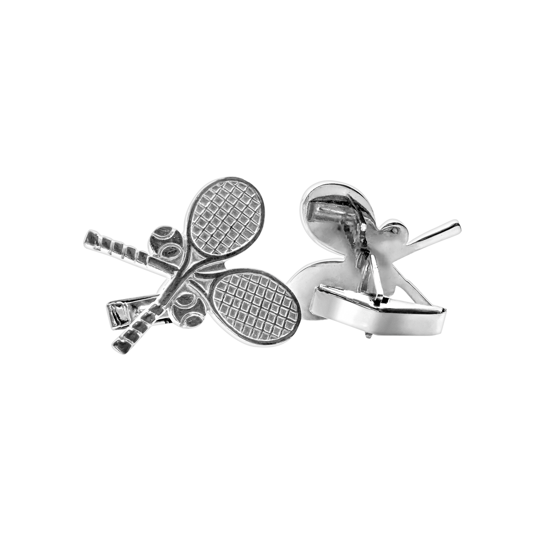 Tennis Rackets Cuff Links in Sterling Silver (28 x 21mm)