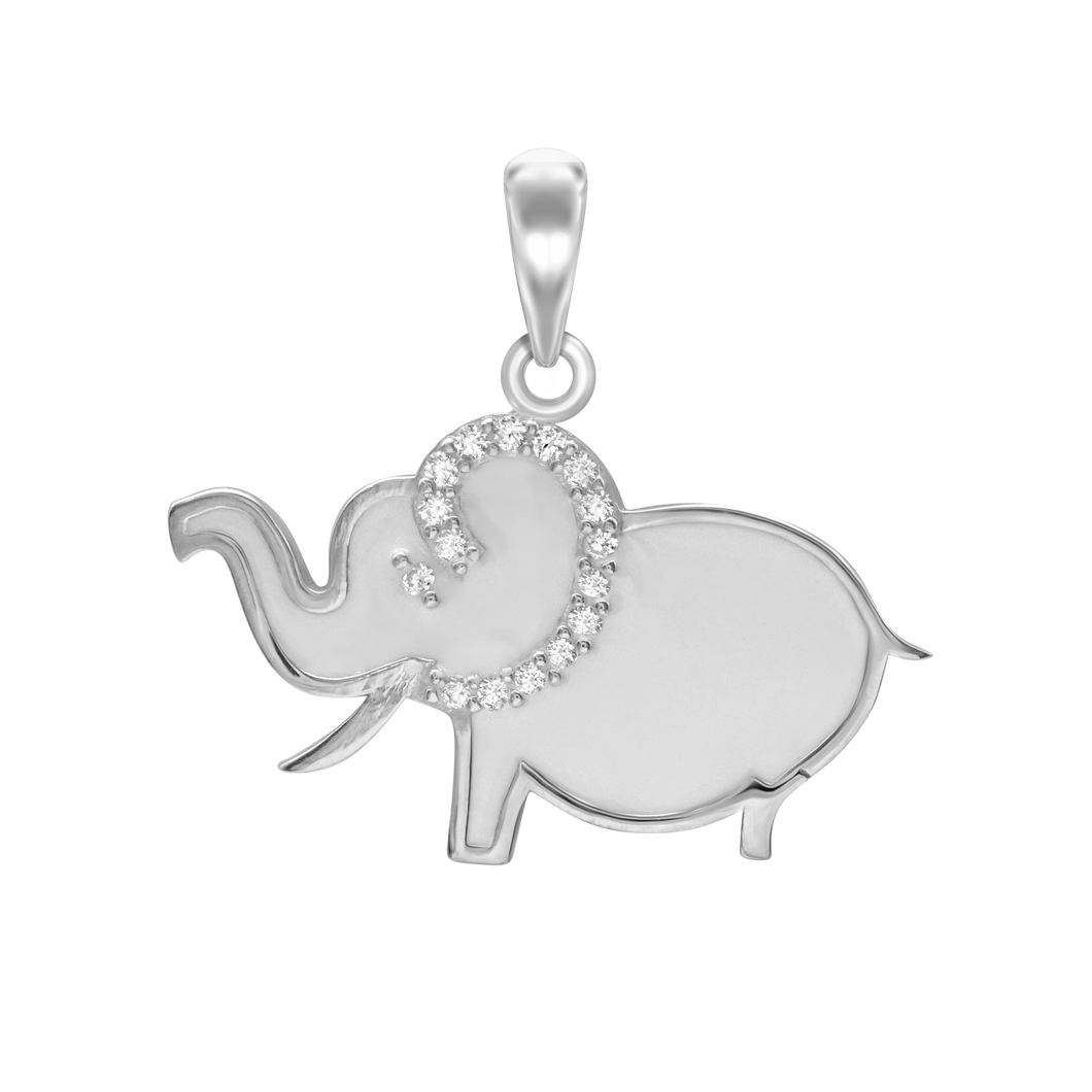 Elephant White Enamel with CZ's Charm (22 x 24mm)