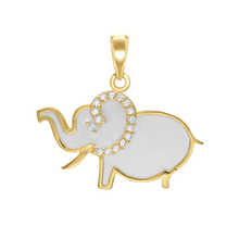 Load image into Gallery viewer, Elephant White Enamel with CZ&#39;s Charm (22 x 24mm)
