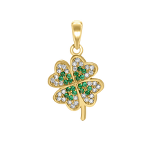 Load image into Gallery viewer, Four Leaf Clover with CZ&#39;s Charm (23 x 13mm)
