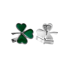 Load image into Gallery viewer, Shamrock Cuff Links in Sterling Silver (28 x 20mm)
