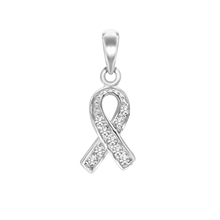 Load image into Gallery viewer, Ribbon Charm with CZ&#39;s (22 x 9mm)
