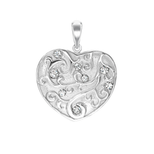 Load image into Gallery viewer, Full Heart with Filigree with CZ&#39;s Charm (30 x 24mm)
