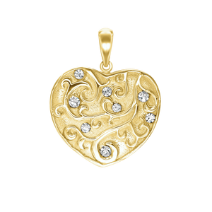 Full Heart with Filigree with CZ's Charm (30 x 24mm)