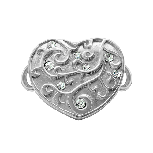 Heart with Filigree Design Bracelet Top in Sterling Silver (29 x 23mm)