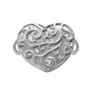 Heart with Filigree Design Bracelet Top in Sterling Silver (29 x 23mm)