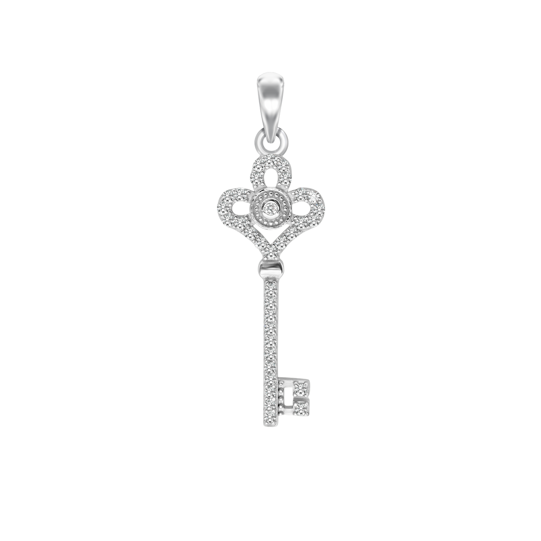 Key Charm with CZ's (43 x 13mm)