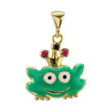 Load image into Gallery viewer, Little Frog Enamel Charm with CZ&#39;s (21 x 15mm)
