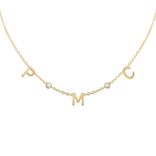 Load image into Gallery viewer, Initial and Gemstone Necklace in 14K Yellow Gold
