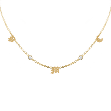 Load image into Gallery viewer, Old English Initial and Gemstone Necklace in 14K Yellow Gold
