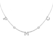 Load image into Gallery viewer, Clarenwood Initial and Gemstone Necklace in 14K White Gold
