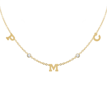 Load image into Gallery viewer, Clarenwood Initial and Gemstone Necklace in 14K Yellow Gold
