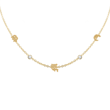 Load image into Gallery viewer, Old English Initial and Gemstone Necklace (Horizontal) in 14K Yellow Gold
