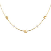 Load image into Gallery viewer, Old English Initial and Gemstone Necklace (Horizontal) in 14K Yellow Gold
