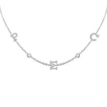 Load image into Gallery viewer, Clarenwood Initial and Gemstone Necklace (Horizontal) in 14K White Gold
