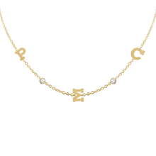Load image into Gallery viewer, Clarenwood Initial and Gemstone Necklace (Horizontal) in 14K Yellow Gold
