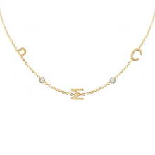 Load image into Gallery viewer, Initial and Gemstone Necklace (Horizontal) in 14K Yellow Gold
