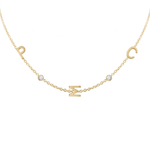 Load image into Gallery viewer, Initial and Gemstone Necklace (Horizontal) in 14K Yellow Gold

