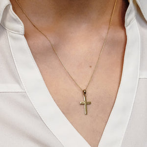 ITI NYC Thick Plain Cross Pendant in 14K Gold