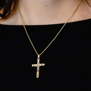 ITI NYC Crucifix Pendant with Diamond Cut Design in 14K Gold