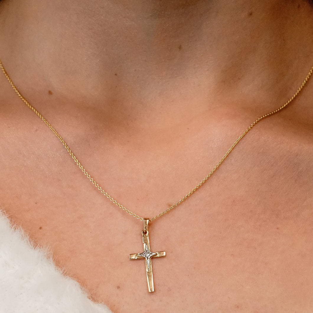 ITI NYC Cross Pendant with Diamond Accent in 14K Gold