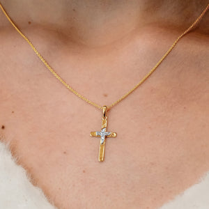 ITI NYC Cross Pendant with Diamond Accent in 14K Gold
