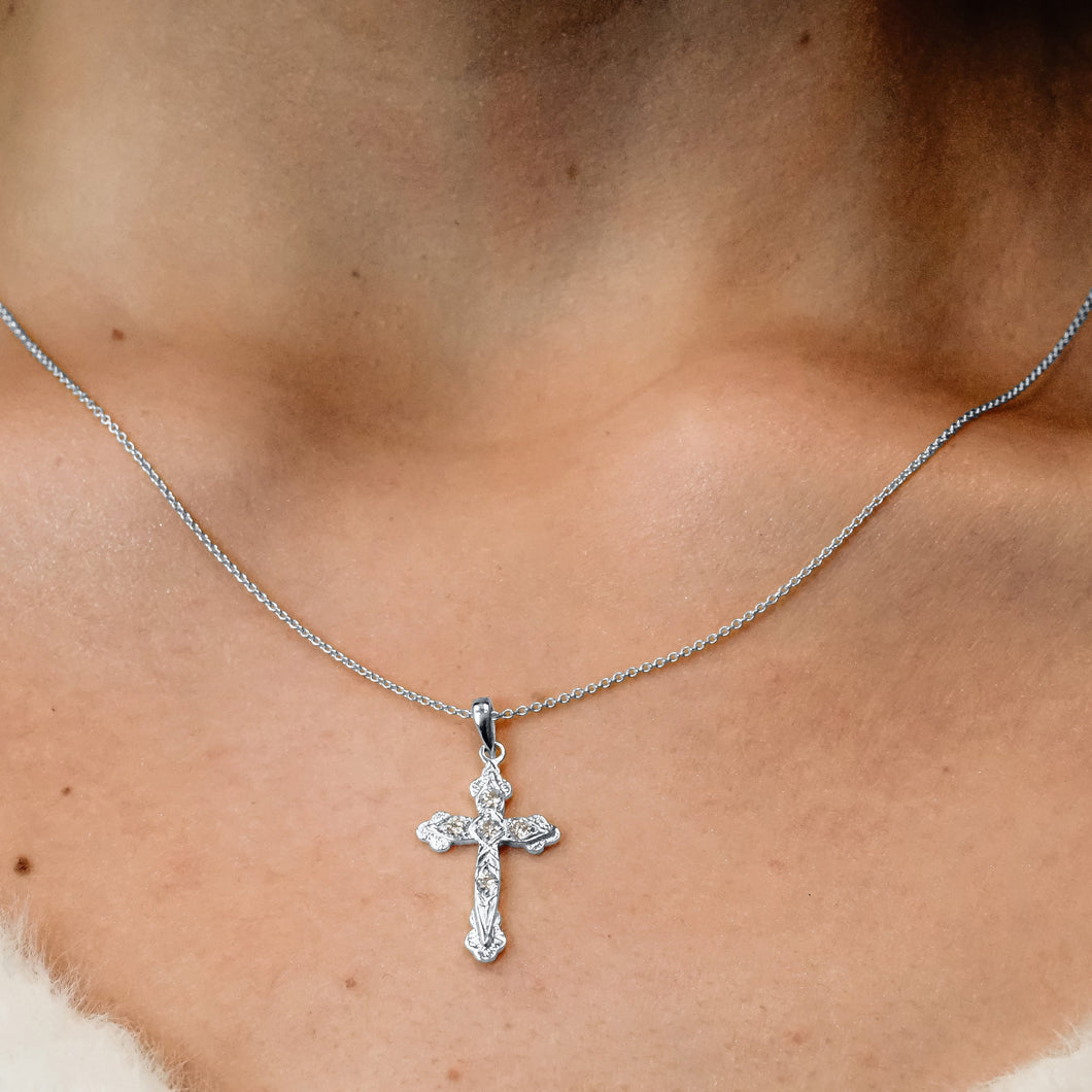 ITI NYC Apostles Cross Pendant with Cubic Zirconia in Sterling Silver