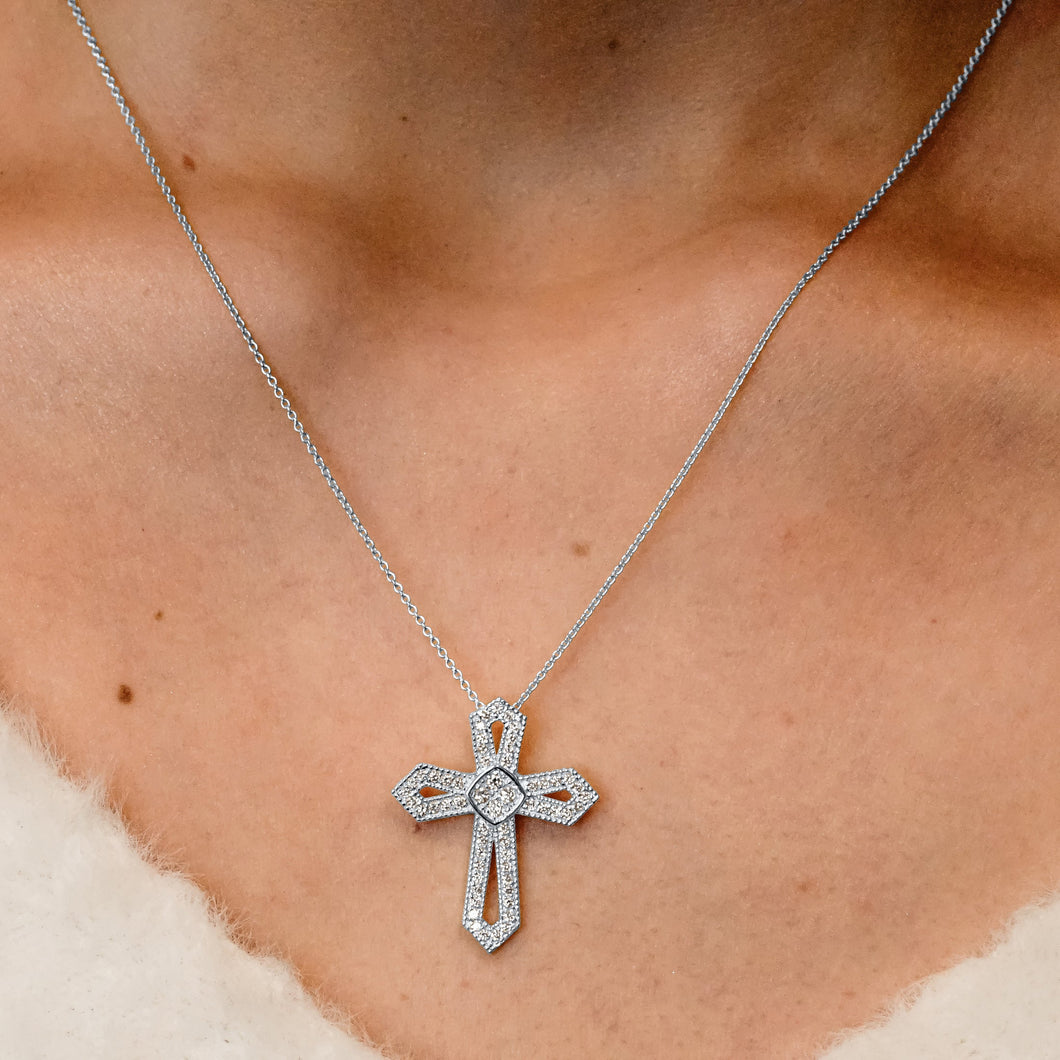 ITI NYC Passion Cross Pendant with Cubic Zirconia in Sterling Silver