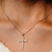 Load image into Gallery viewer, ITI NYC Fancy Cross Pendant with Diamonds in 14K Gold
