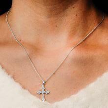 Load image into Gallery viewer, ITI NYC Trinity Cross Pendant with Cubic Zirconia in Sterling Silver
