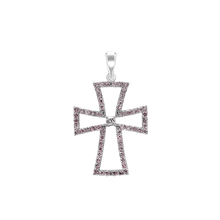 Load image into Gallery viewer, ITI NYC Cross Pattee Pendant with Cubic Zirconia in Sterling Silver

