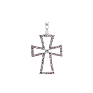ITI NYC Cross Pattee Pendant with Cubic Zirconia in Sterling Silver