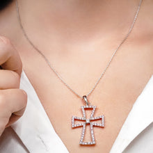 Load image into Gallery viewer, ITI NYC Cross Pattee Pendant with Cubic Zirconia in Sterling Silver
