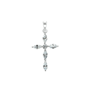 ITI NYC Marquise Cross Pendant with Cubic Zirconia in Sterling Silver