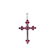 Load image into Gallery viewer, ITI NYC Trinity Cross Pendant with Pink Cubic Zirconia in Sterling Silver
